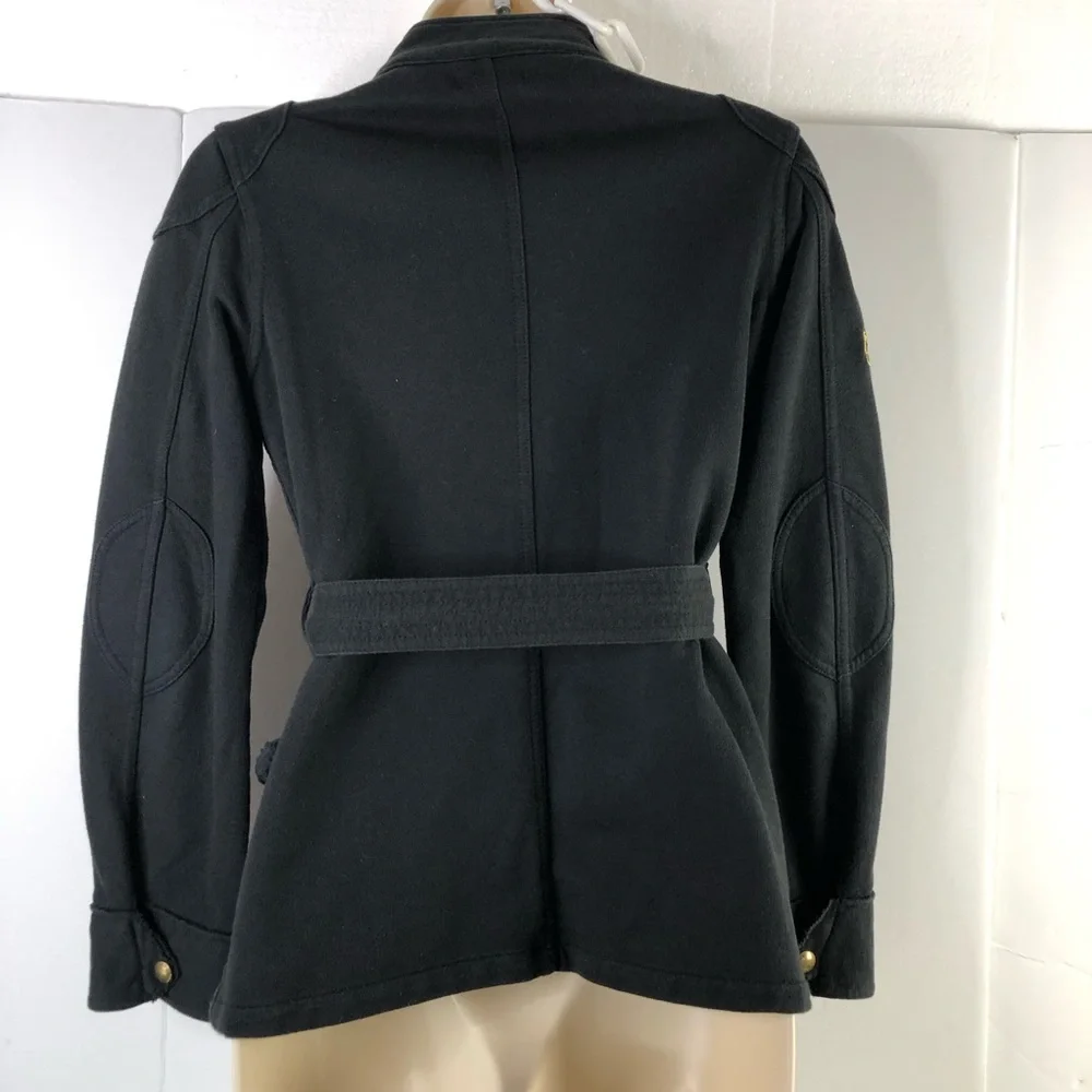 Ralph Lauren Black Belted Crest Cargo Jacket Teens 12/14 Shoulder Elbow Patches